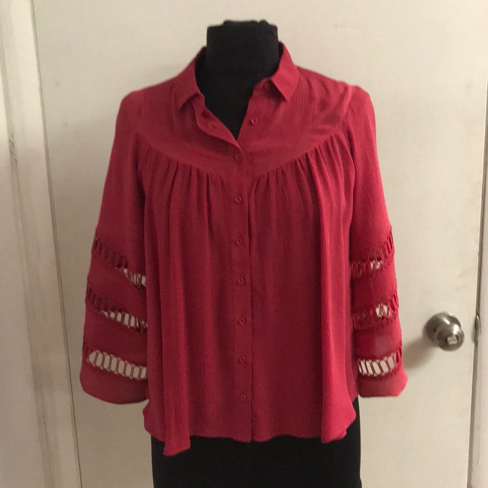Addison fuschia button-down blouse